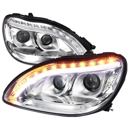 Overtime Projector Headlight Chrome for 98 to 06 Benz W220, 14 x 27 x 30 in. OV861442